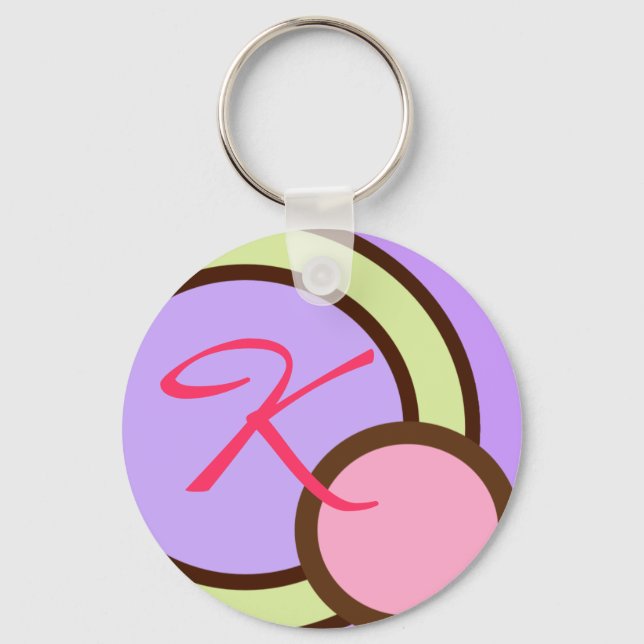 Polka Dots - Purple - Monogram keychain (Front)