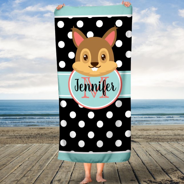 Polka Dots Rabbit Custom Kid's Bath Towel (Creator Uploaded)