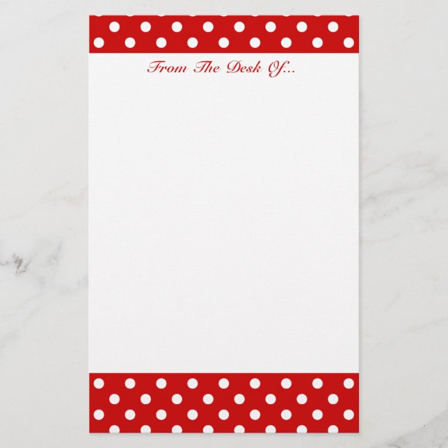 Polka Dots Red + Custom Colour Stationery (Front)