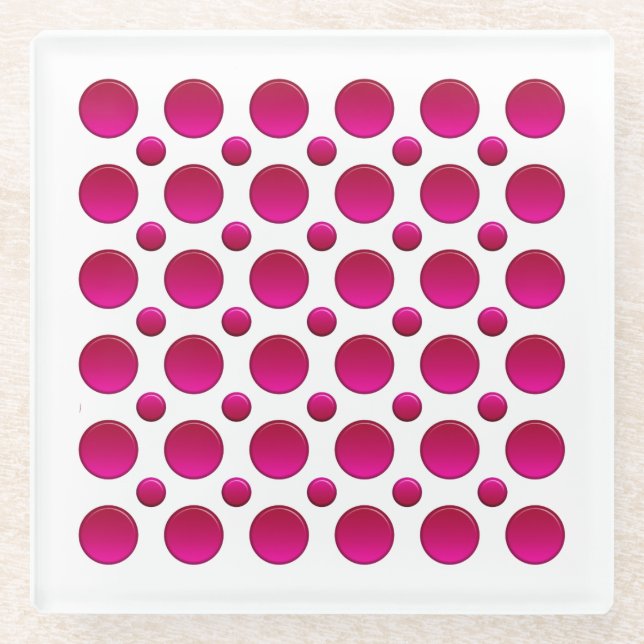 Polka Dots Red Gradient Glass Coaster (Front)