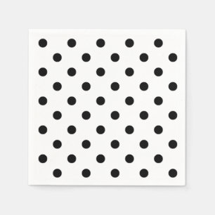 Polka-dots retro black and white dots napkin