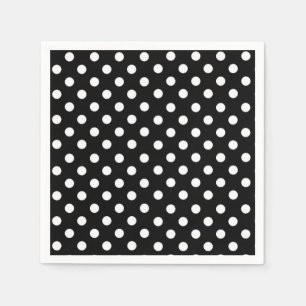 Polka-dots retro black and white dots napkin