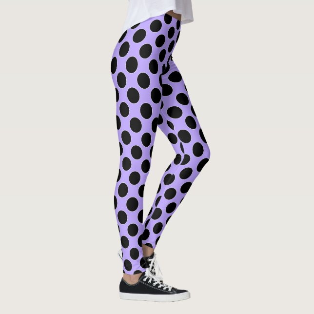 Polka Dots seamless pattern black / white contour Leggings (Right)
