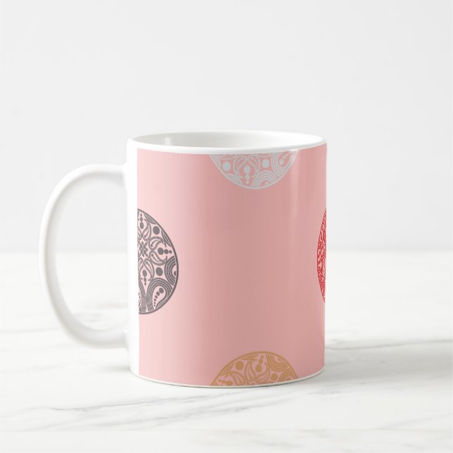 Polka dots seamless pattern. Mosaic of ethnic figu Coffee Mug (Left)