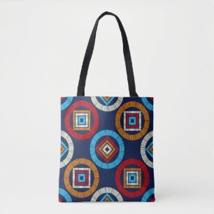 Polka dots seamless pattern. Mosaic of ethnic figu Tote Bag