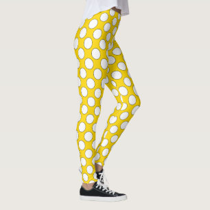 Polka Dots seamless pattern white / black contour Leggings