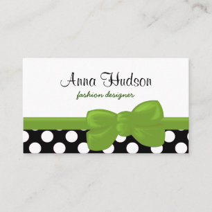 Polka Dots, Spots (Dotted Pattern) - White Black Business Card