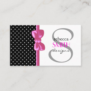 Polka Dots, Spots (Dotted Pattern) - White Black Business Card