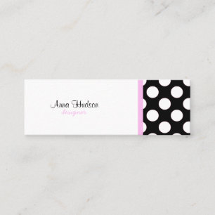 Polka Dots, Spots (Dotted Pattern) - White Black Mini Business Card