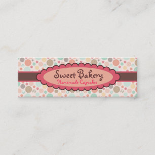 Polka Dots Strawberry Cupcake Mini Business Cards