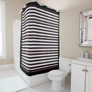 Polka dots stripes geometric shapes pattern art shower curtain