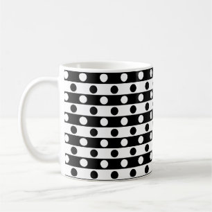Polka Dots & Stripes Pattern - Black & White Tones Coffee Mug