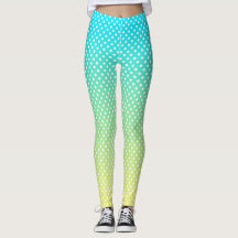 Polka Dots Teal Yellow Gradient Leggings