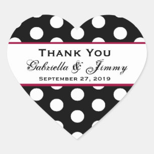 Polka Dots Thank You Wedding Heart B459 Sticker