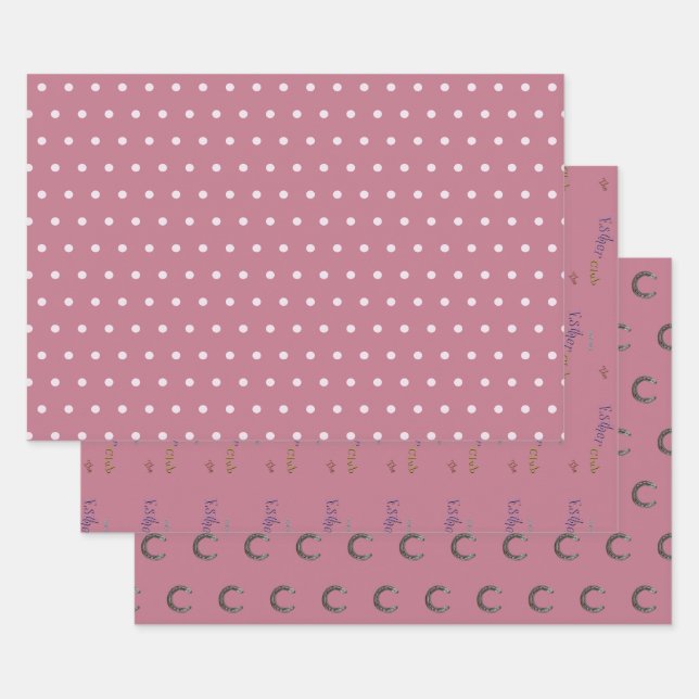 polka dots, the Esther club. horse shoes pink Wrapping Paper Sheet (Set)