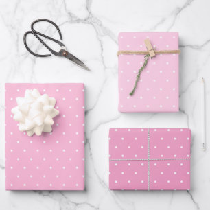 Polka Dots Three Pinks Wrapping Paper Sheets