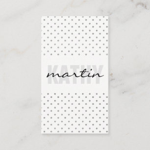 Polka Dots / Trendy Text Overlay / Grey Business Card