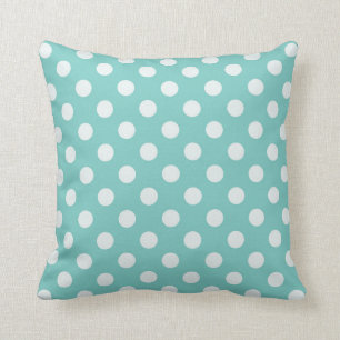 Polka Dots Turquoise Throw Pillow