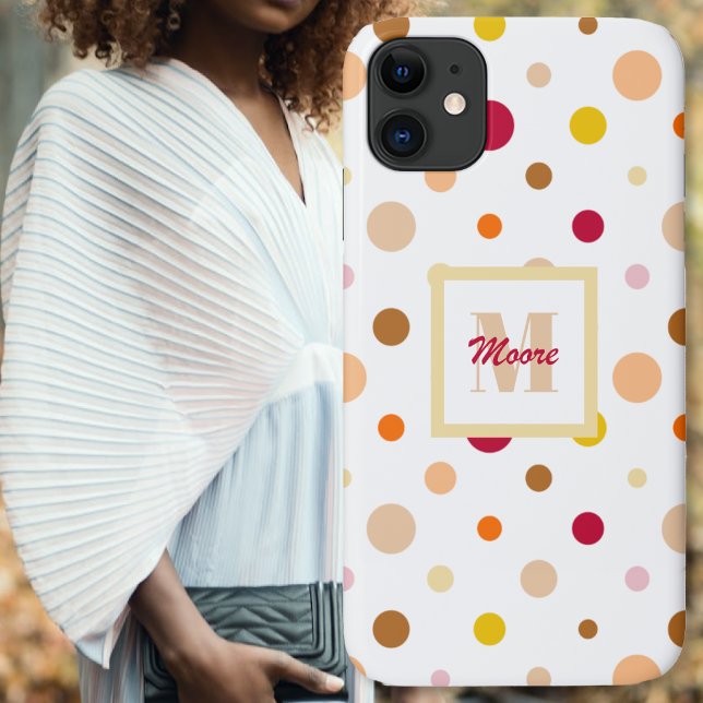 Polka Dots - Various Sizes White - Warm Colours Case-Mate iPhone Case (Polka Dots - Various Sizes White - Warm Colors Case-Mate iPhone Case by Leapfroglisics)