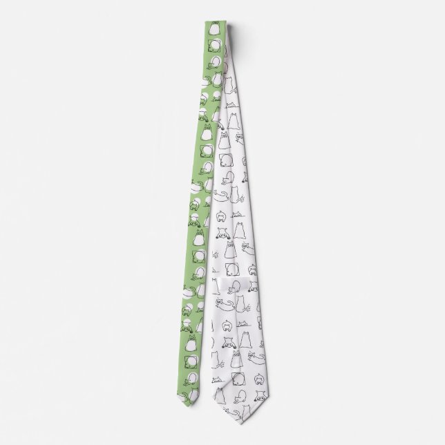 Polka dots w/ Cats doodle Tie (Back)