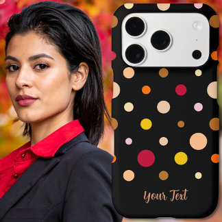 Polka Dots - Warm Colours on Black Phone Case