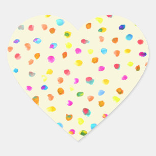 Polka dots watercolor boho pop art heart sticker