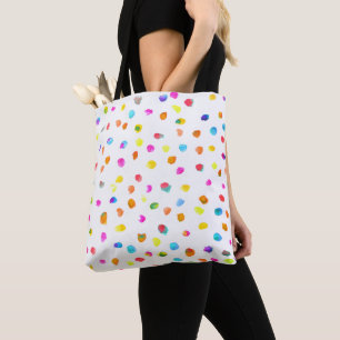 Polka dots watercolor boho pop art tote bag