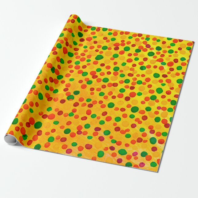 Polka dots watercolor seamless pattern wrapping paper (Unrolled)