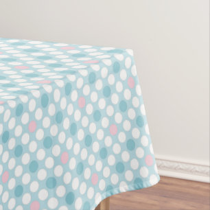 Polka dots white pink blue retro tablecloth