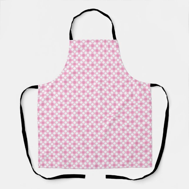Polka dots white pink retro apron (Front)