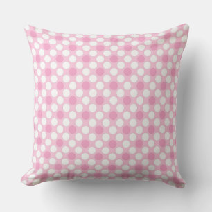 Polka dots white pink retro cushion