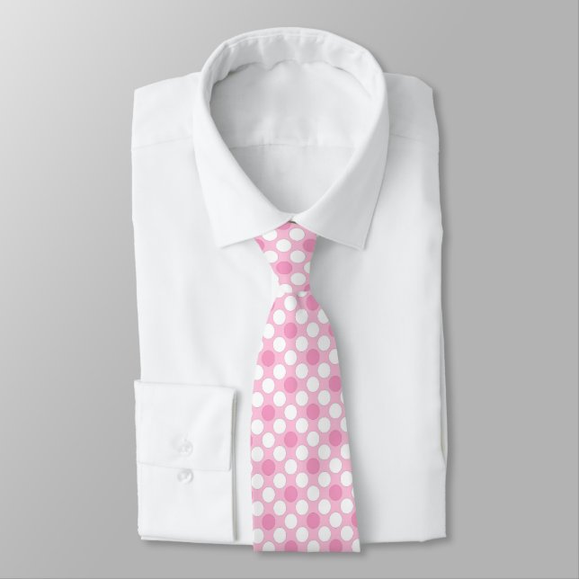 Polka dots white pink retro tie (Tied)