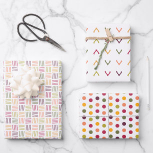 Polka Dots Wishbones Weaving lines - Wrapping Paper Sheet