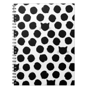 Polka Dots with Cat Faces: Playful Vintage. Notebook