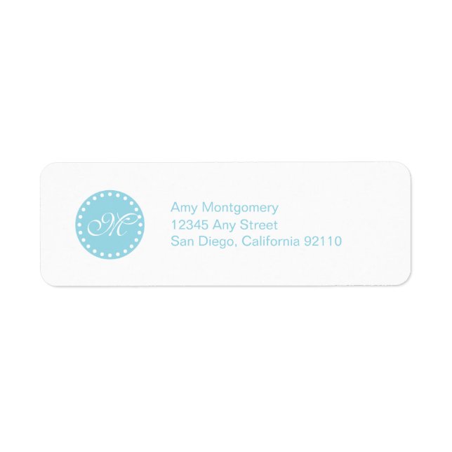 Polka Dots with Monogram label -aqua (Front)