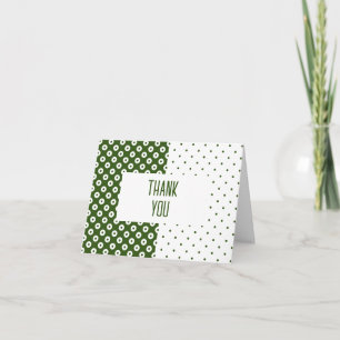 Polka-Dotted Green and White Colour Block Thank Yo Note Card