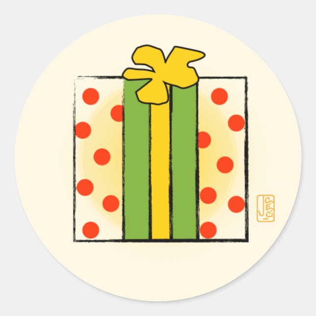 Polka-dotted Mod Gift Box Sticker (Front)