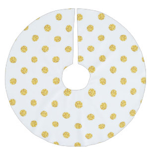 Polka Gold Glitter Dots Texture Brushed Polyester Tree Skirt