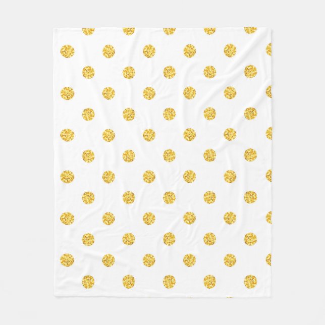 Polka Gold Glitter Dots Texture Fleece Blanket (Front)