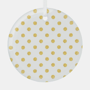 Polka Gold Glitter Dots Texture Glass Tree Decoration