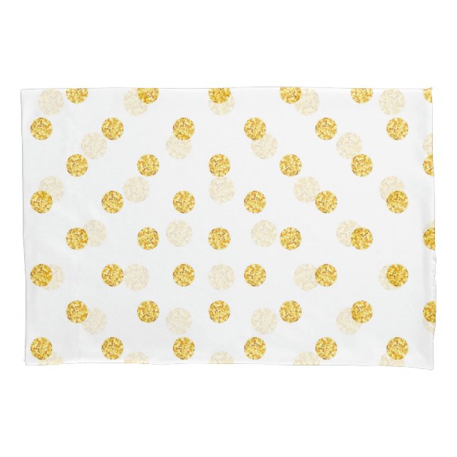 Polka Gold Glitter Dots Texture Pillowcase (Front)