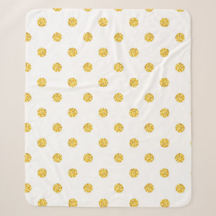 Polka Gold Glitter Dots Texture Sherpa Blanket