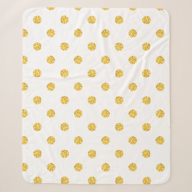 Polka Gold Glitter Dots Texture Sherpa Blanket (Front)