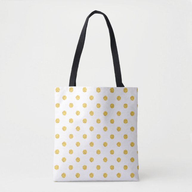 Polka Gold Glitter Dots Texture Tote Bag (Front)