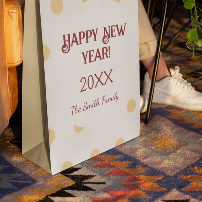Polka Gold New Year’s Eve Festive Party Medium Gift Bag (Polka gold New Year's Eve Party Medium Gift Bag)