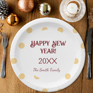 Polka gold New Year's Eve Party Paper Plate