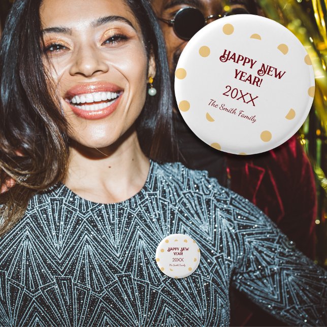 Polka gold New Year's Party Festive Celebration 3 Cm Round Badge (Polka gold New Year's Party Festive Celebration Button)