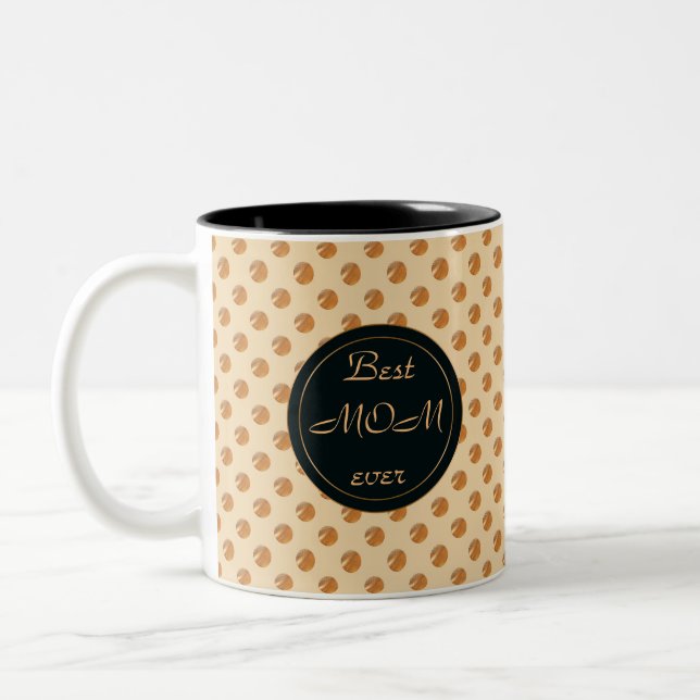 Polka golden dots. text. Two-Tone coffee mug (Left)