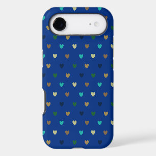 Polka hearts in peacock blue shades