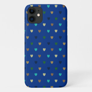 Polka hearts in peacock blue shades Case-Mate iPhone case